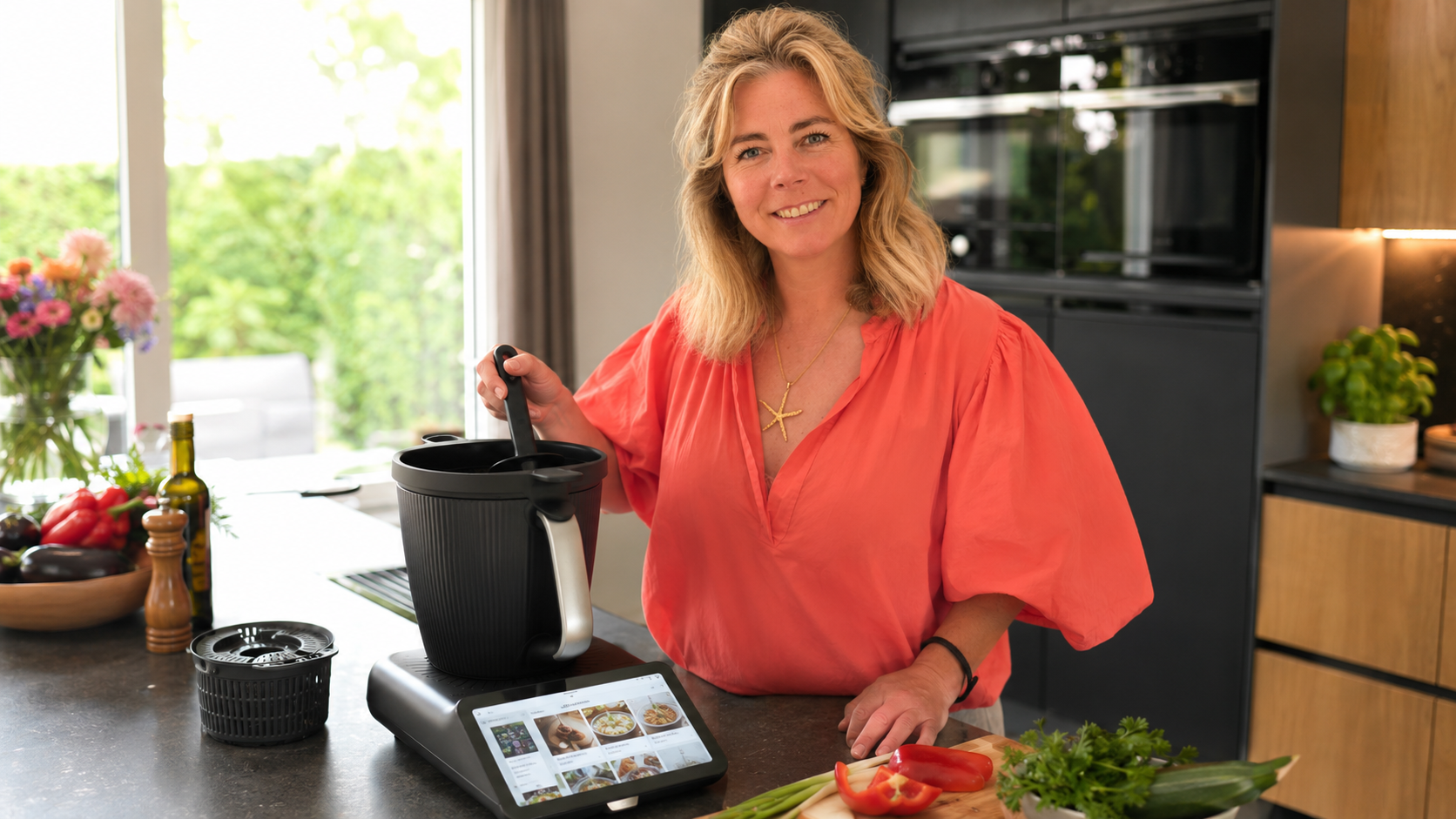 Chantal laat koken met de Thermomix zien